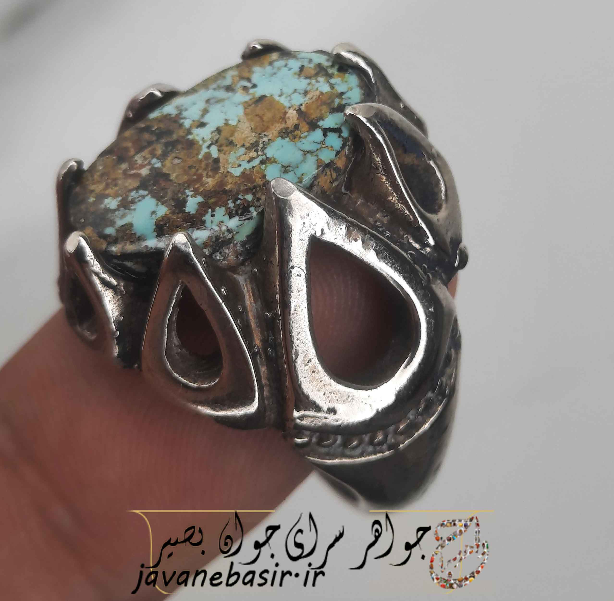 انگشتر فیروزه با رکاب اشکی