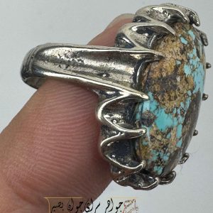 انگشتر فیروزه با رنگ آبی آسمونی