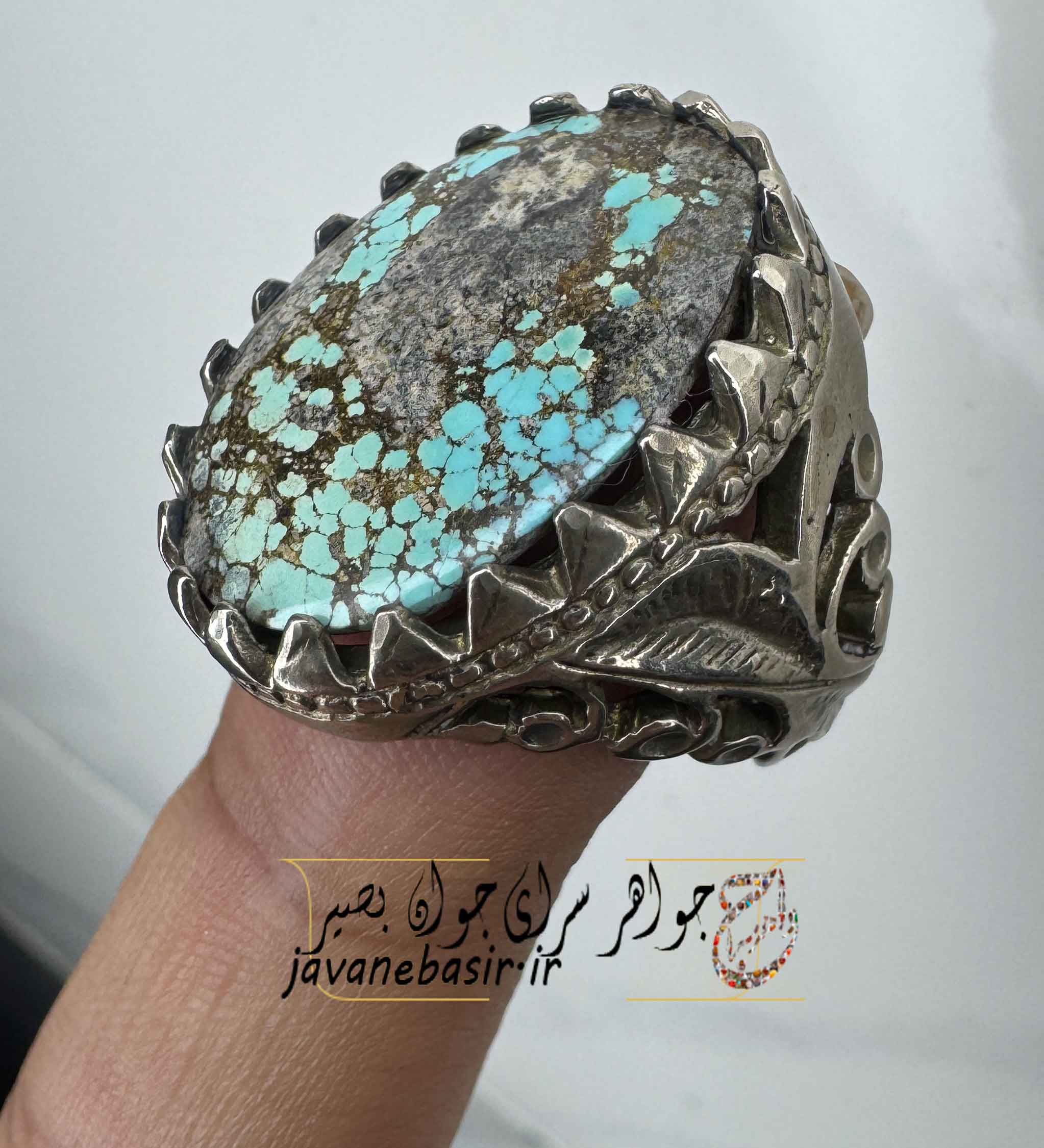 انگشتر فیروزه عنکبوتی مردانه