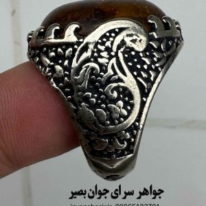 انگشتر مورچهدار استایل بوهو؛ نگین درخشان طرح کهربا
