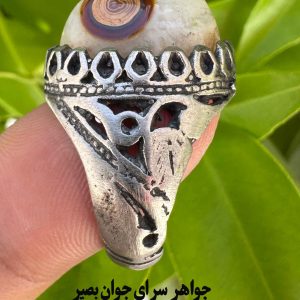 انگشتر باباقوری تکچشم عسلی (جذب ثروت و آرامش)