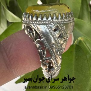 خرید انگشتر عقیق زرد با کاروینگ شجر | گشایش رزق و ثروت‌ساز