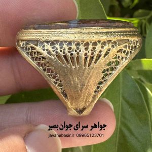 انگشتر شجر پاییزه درشت و خوش دست با رکاب ملیله برنجی (قدیمی)
