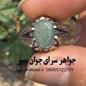 انگشتر زمرد برزیل با رکاب طرح درویش | نگین سبز طبیعی و رکاب نفیس
