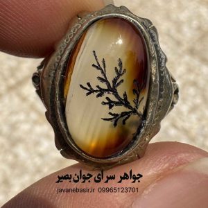 خرید انگشتر عقیق با کاروینگ شجر | طرح برگهای پاییزی 6 خرید انگشتر عقیق با کاروینگ شجر