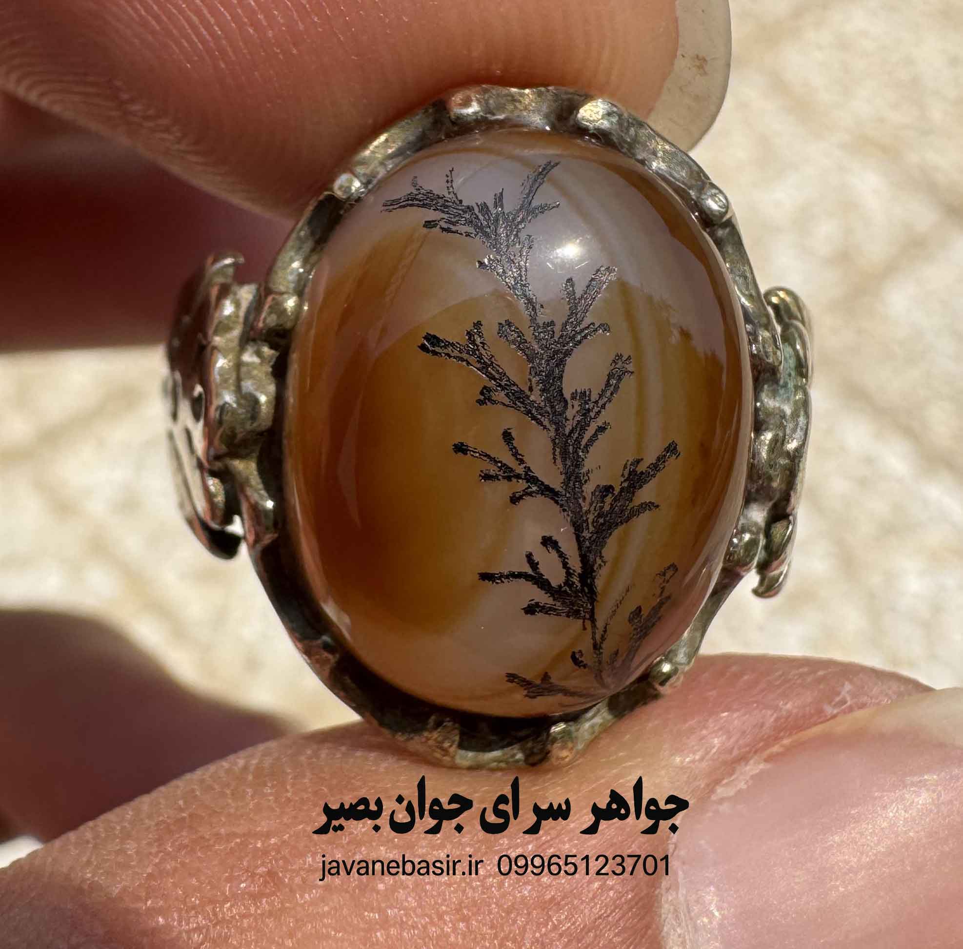 انگشتر عقیق سلیمانی کاروینگ
