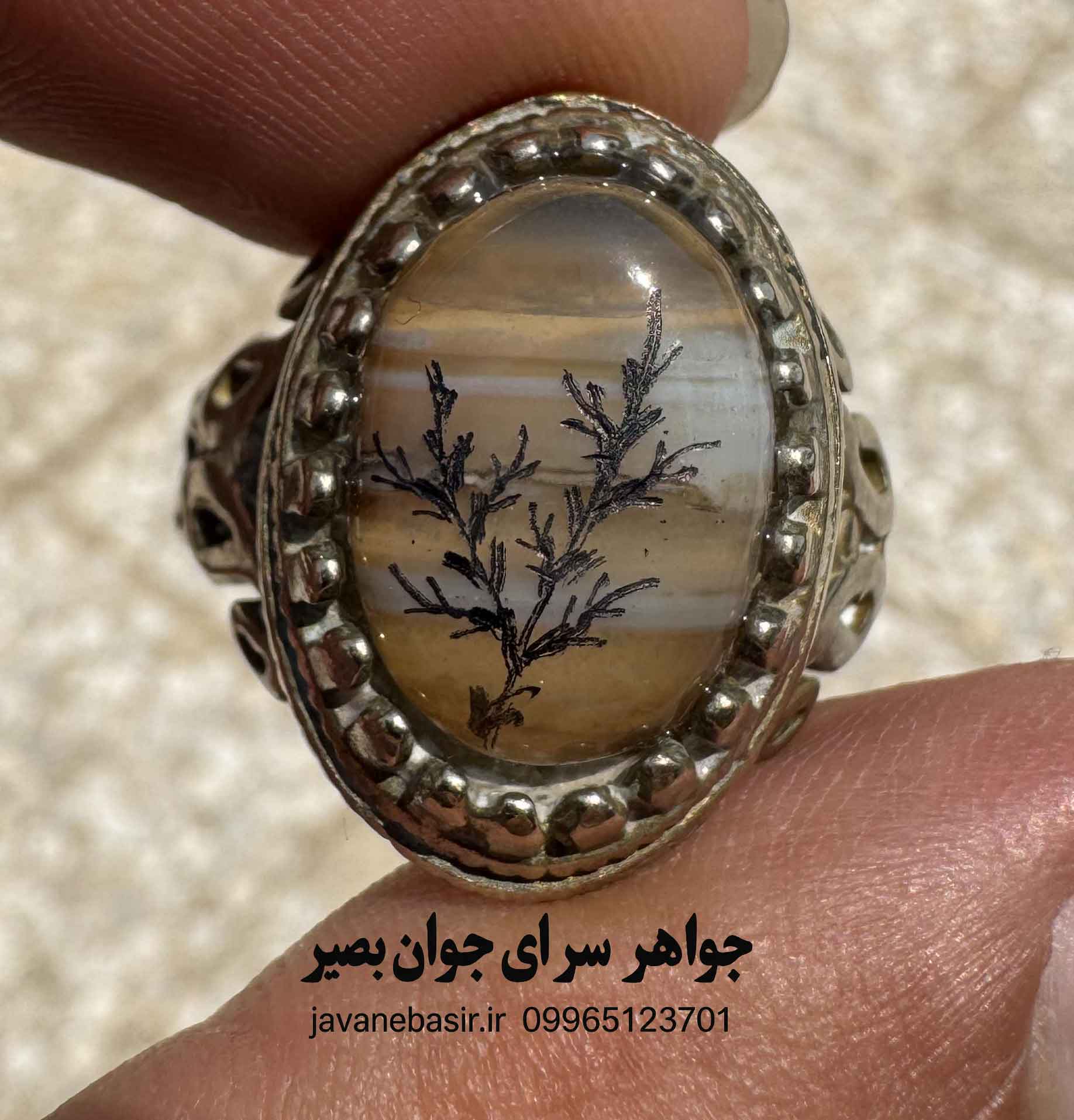 انگشتر عقیق سلیمانی نقش شج